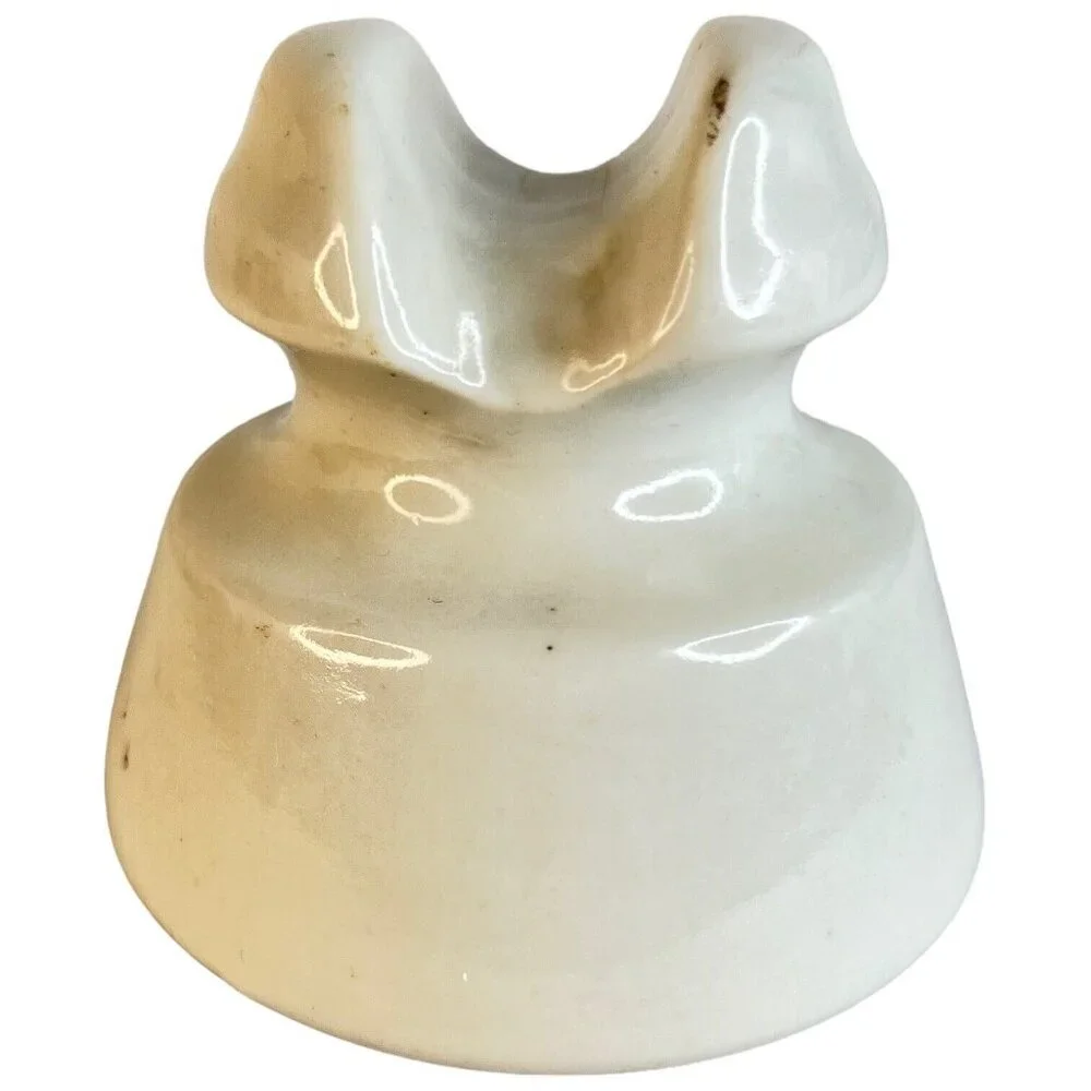 Ceramic White Glazed Knox Insulator Saddle Top Telephone Wire VTG Porcelain Chip